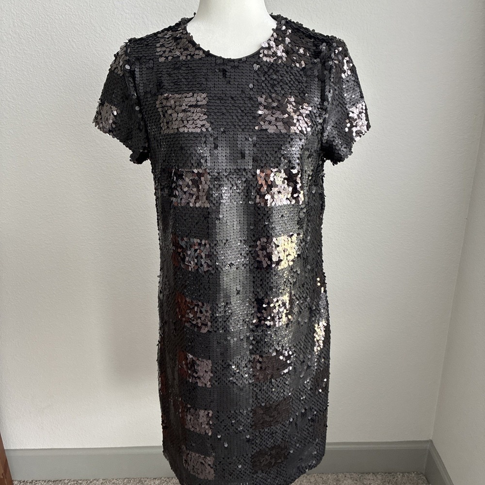 J. McLaughlin Therese Dress Black Sequins Size Small Glitz and Glamour Party
